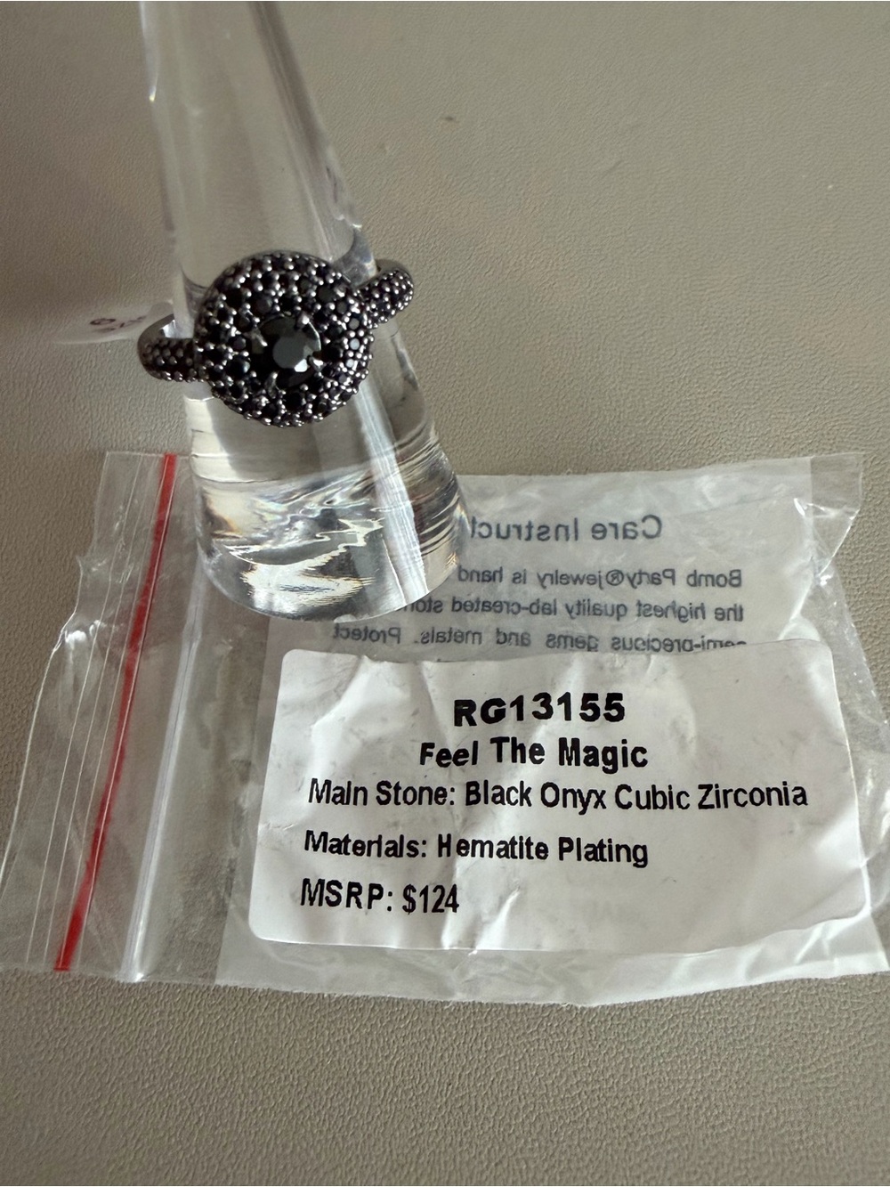 Bomb Party OG Collection Ring – Size 9 Black Onyx CZ ✨